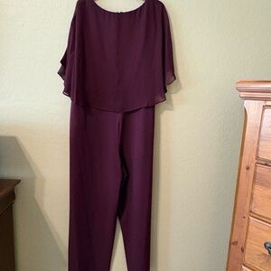 connected apparel Plum Cape-Sleeve Jumpsuit